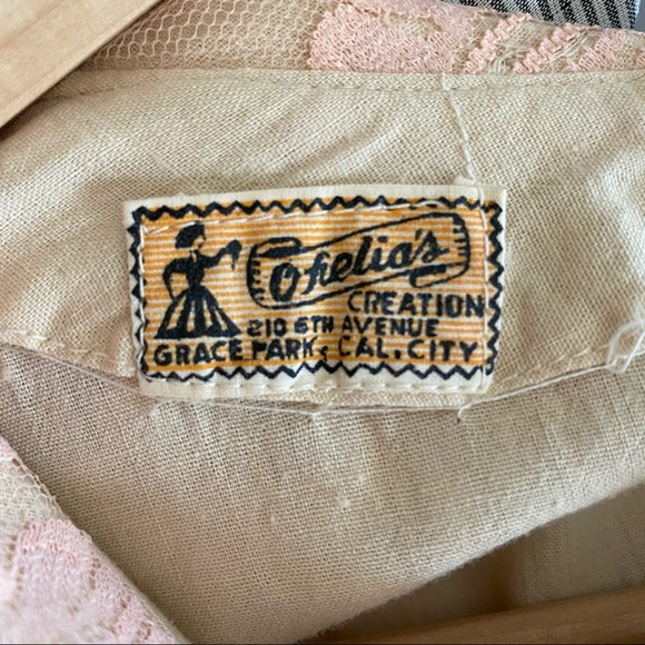 Vintage Ofelia’s pale pink lace cotton lined dress - Picture 12 of 15